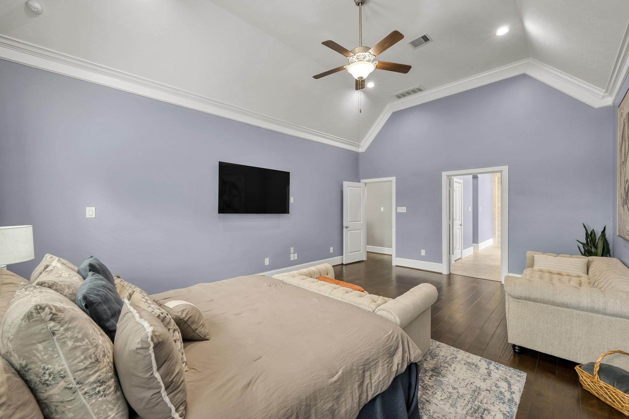31714 Pierwood Court Spring, TX 77386 - Photo 25 of 49 a bedroom with a bed and a flat screen tv
