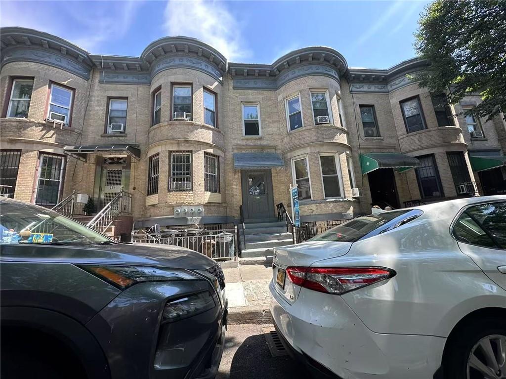 a front view of multiple houses