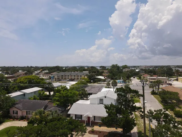 an aerial view of a city