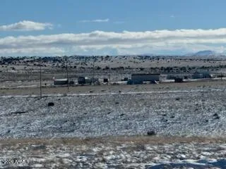 a view of a dry yard with wooden fence