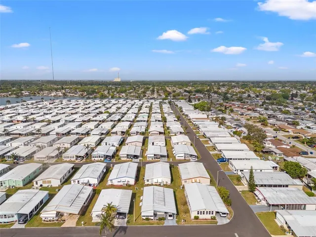 an aerial view of a parking space