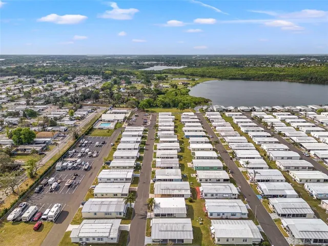 a view of city with a lake
