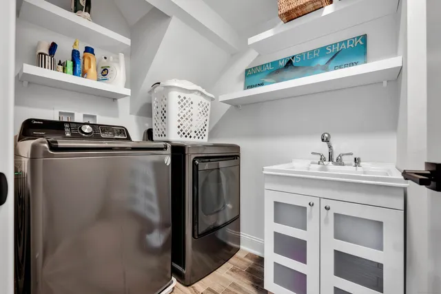 a utility room with dryer and washer