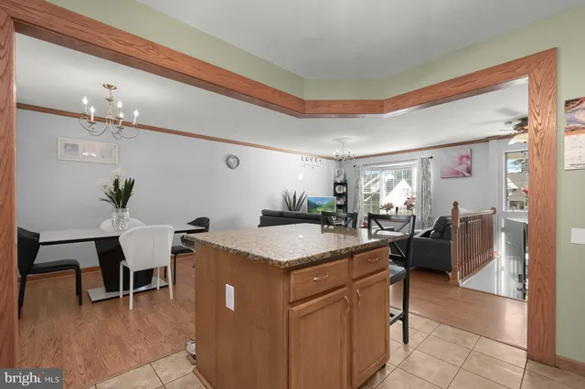 a view of a kitchen and dining room