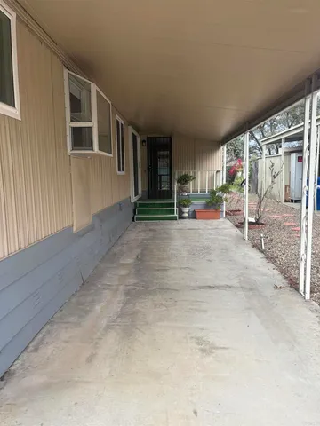 an outdoor space with garden view