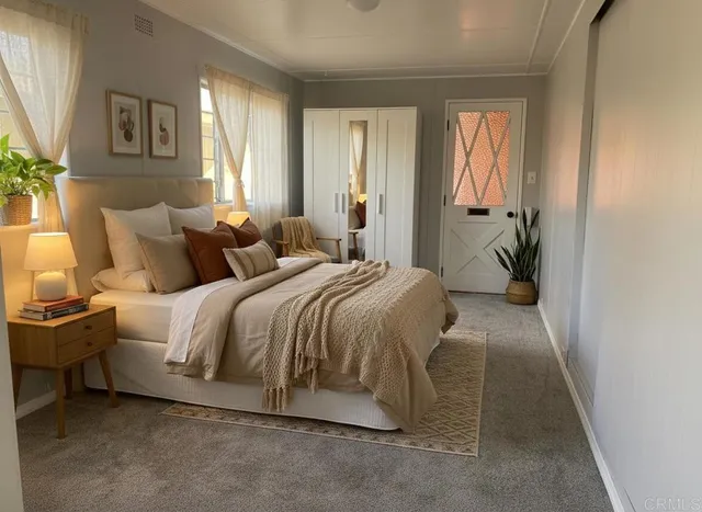 an empty room with windows