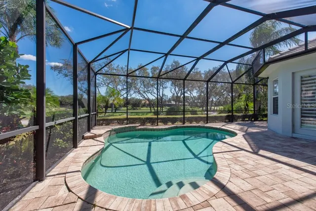 a view of a yard with plants and trees