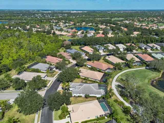 an aerial view of a house