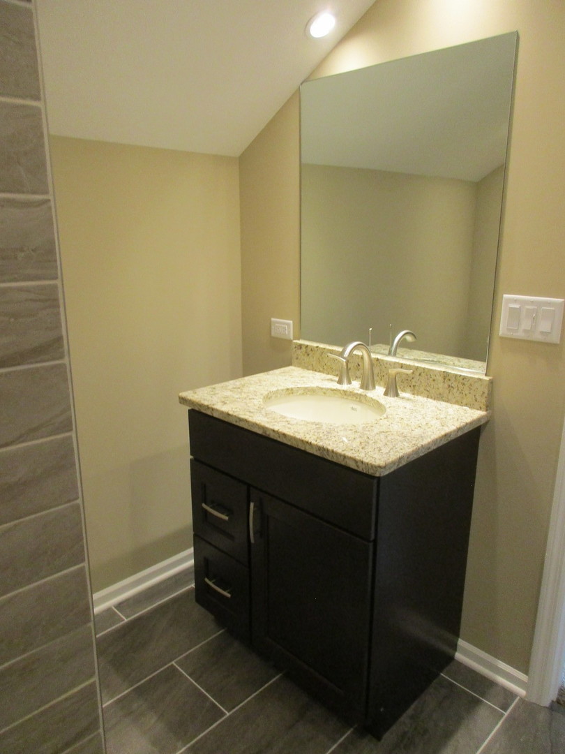 507 San Carlos Road Minooka, IL 60447 - Photo 29 of 48 a bathroom with a sink and a mirror