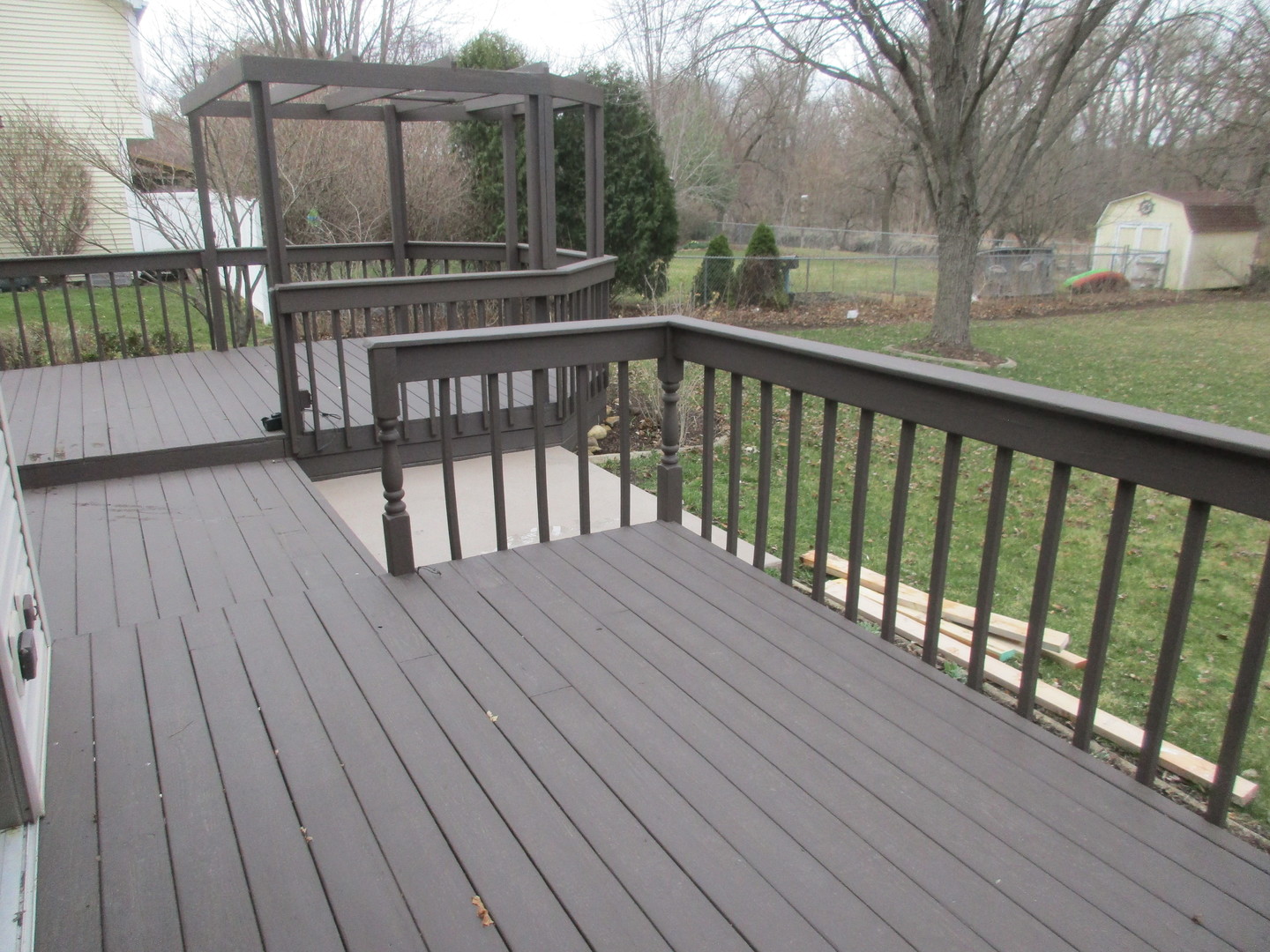507 San Carlos Road Minooka, IL 60447 - Photo 42 of 48 a view of a wooden deck with a yard