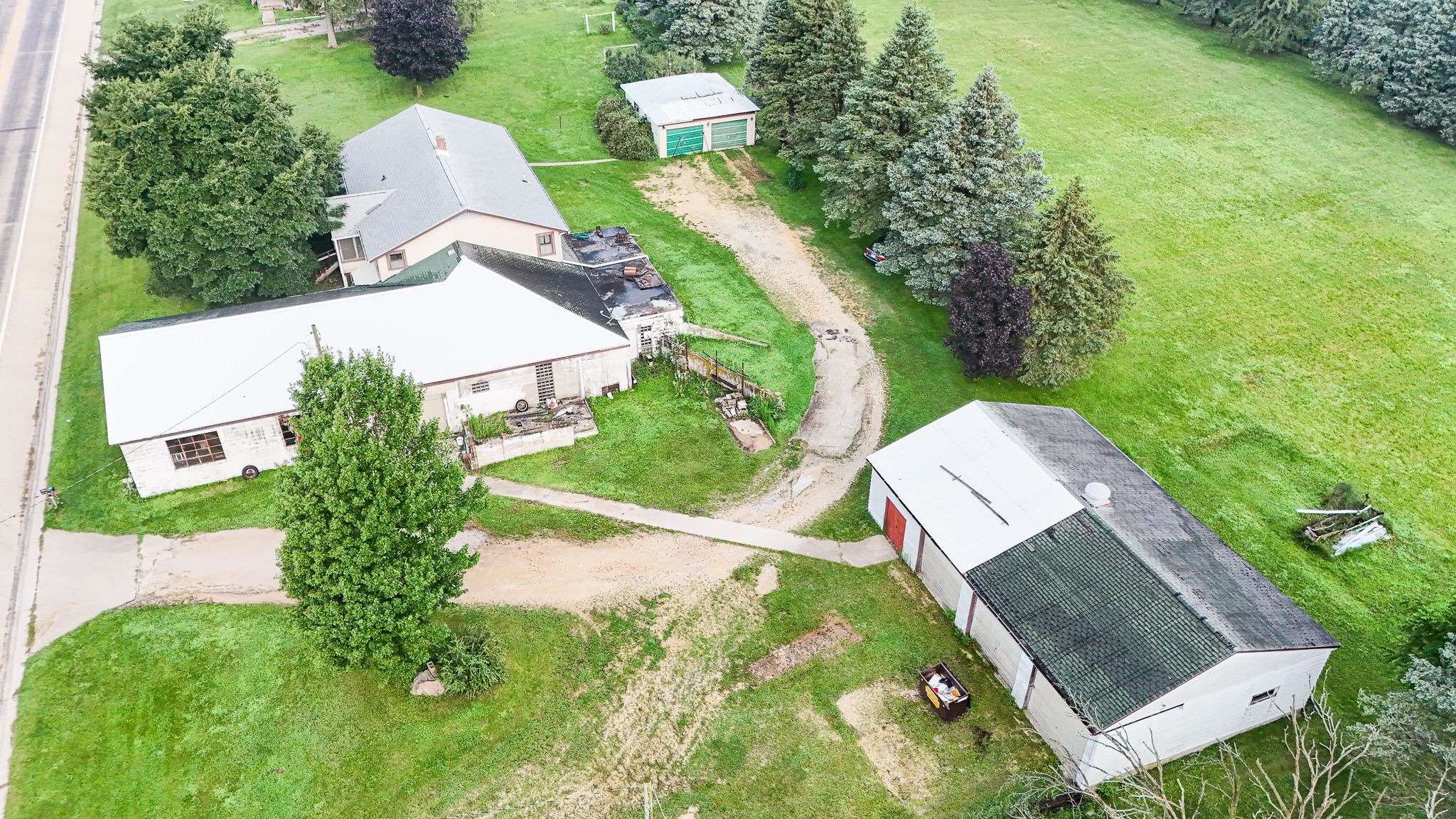 an aerial view of a house