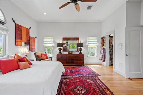 a bed room with a bed and furniture