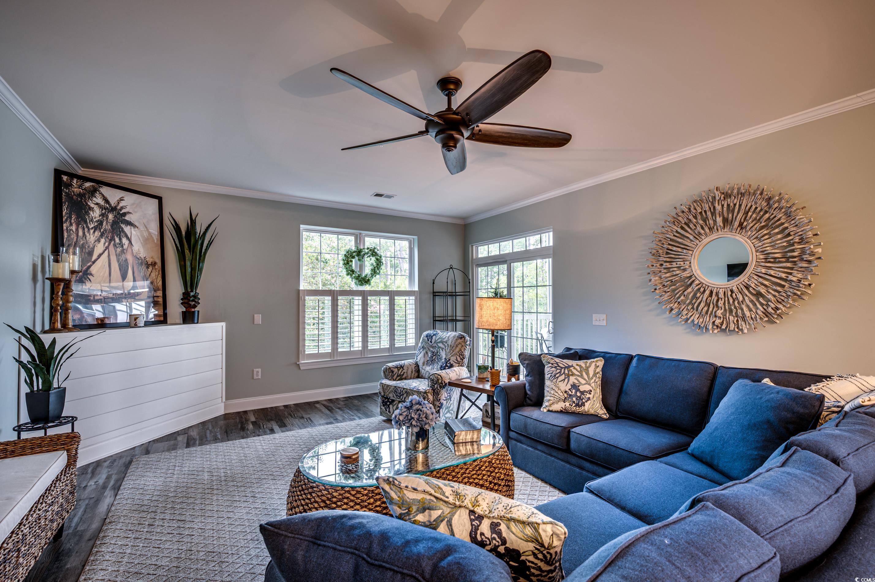 701 Pickering Drive, Unit 203 Murrells Inlet, SC 29576 - Photo 8 of 35 Ceiling fan, plantation shutters, LVP flooring