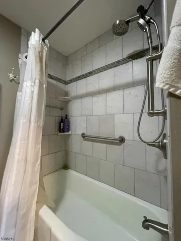 a bathroom with a bathtub