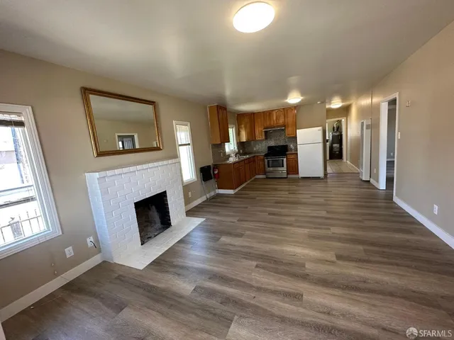 a view of a livingroom with a fireplace