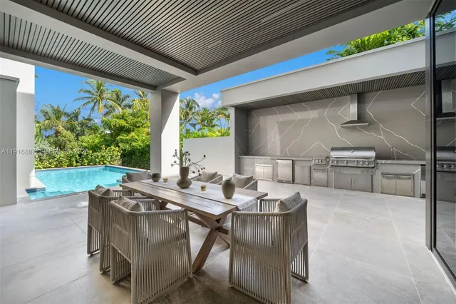 a view of an outdoor space with seating area