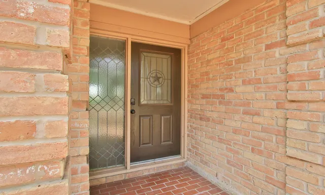 a view of a wooden door