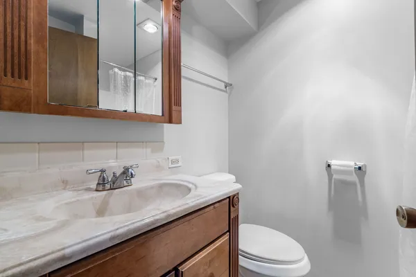 a bathroom with a sink toilet and vanity