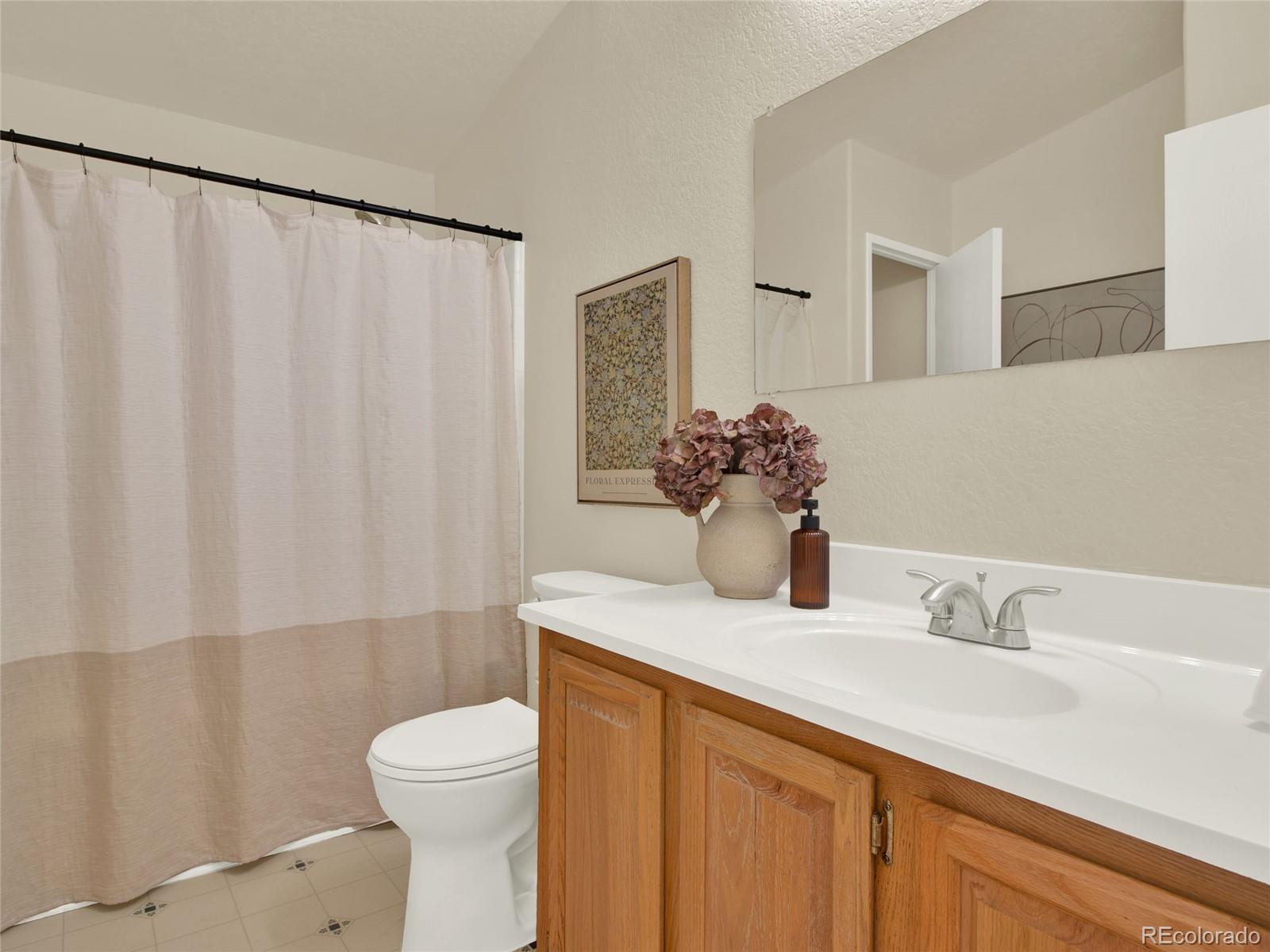 7798 Richard Avenue Fort Lupton, CO 80621 - Photo 27 of 45 a bathroom with a sink a toilet and a mirror