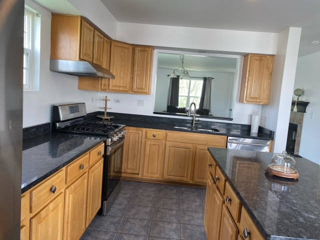 1365 Fox Hound Trail Beecher, IL 60401 - Photo 7 of 22 a kitchen with stainless steel appliances granite countertop a sink stove and cabinets