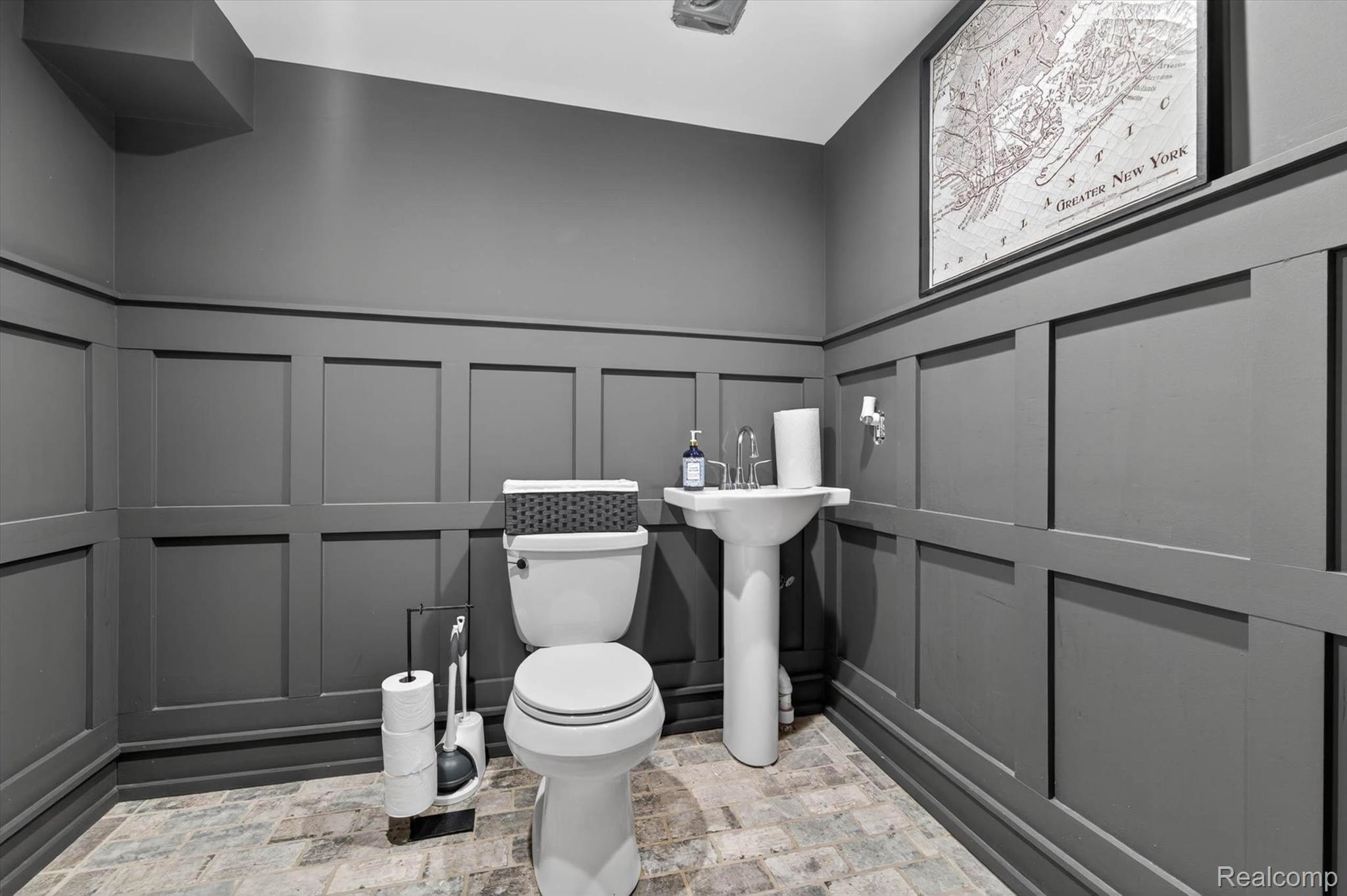 371 Lone Pine Circle Rochester, MI 48307 - Photo 42 of 59 Bathroom featuring wainscoting and a pedestal sink