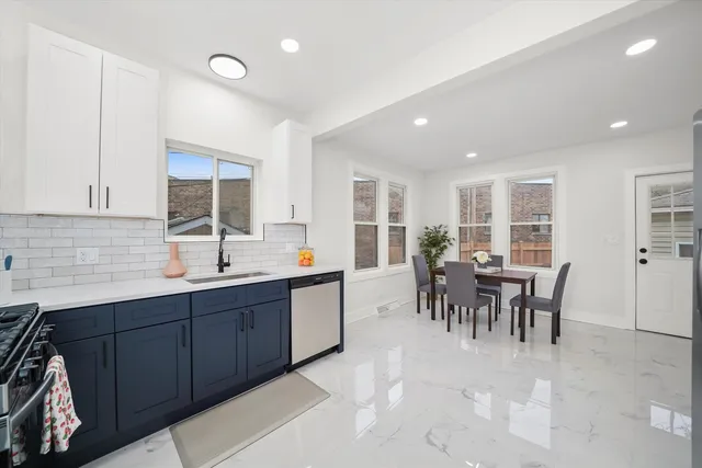 a kitchen with lots of counter top space