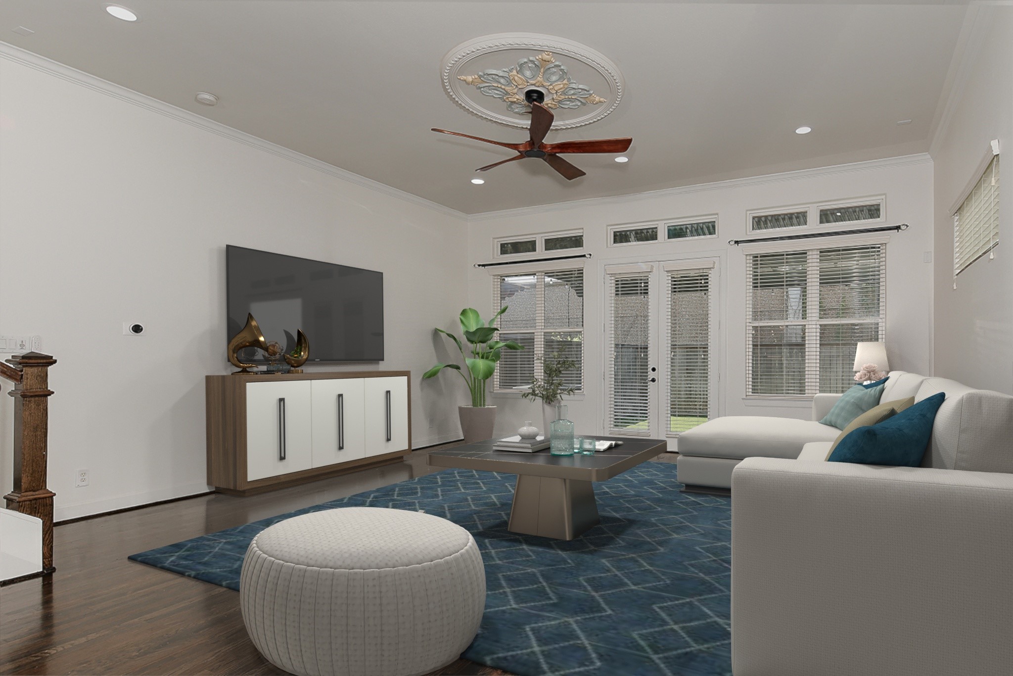 5233 Cornish Street, Unit C Houston, TX 77007 - Photo 9 of 28 a living room with furniture and a flat screen tv