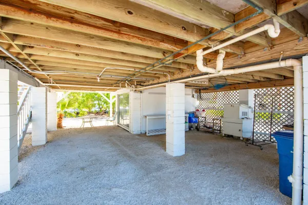 a view of a room with wooden walls