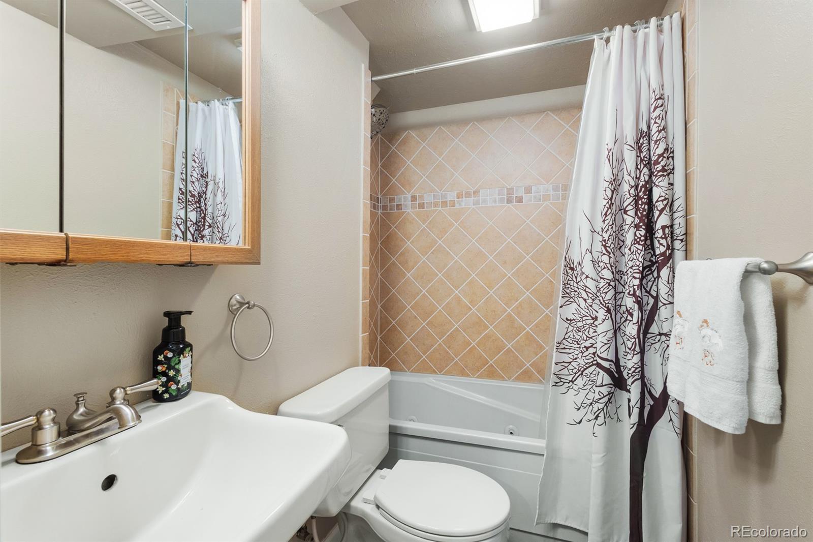 4262 South Quintero Way Aurora, CO 80013 - Photo 27 of 36 a bathroom with a toilet sink and shower curtain