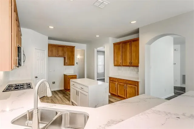 a bedroom with a bed and furniture