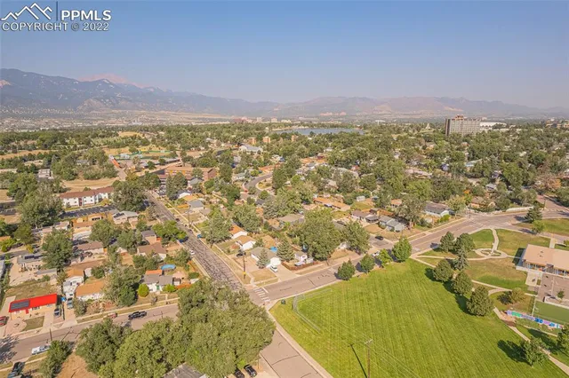 a view of city and mountain