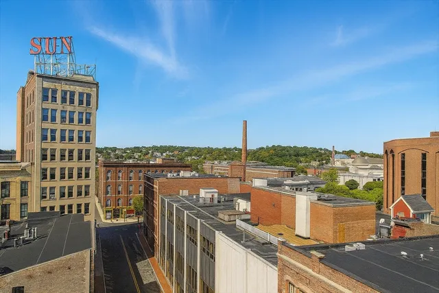 a view of a balcony with city view