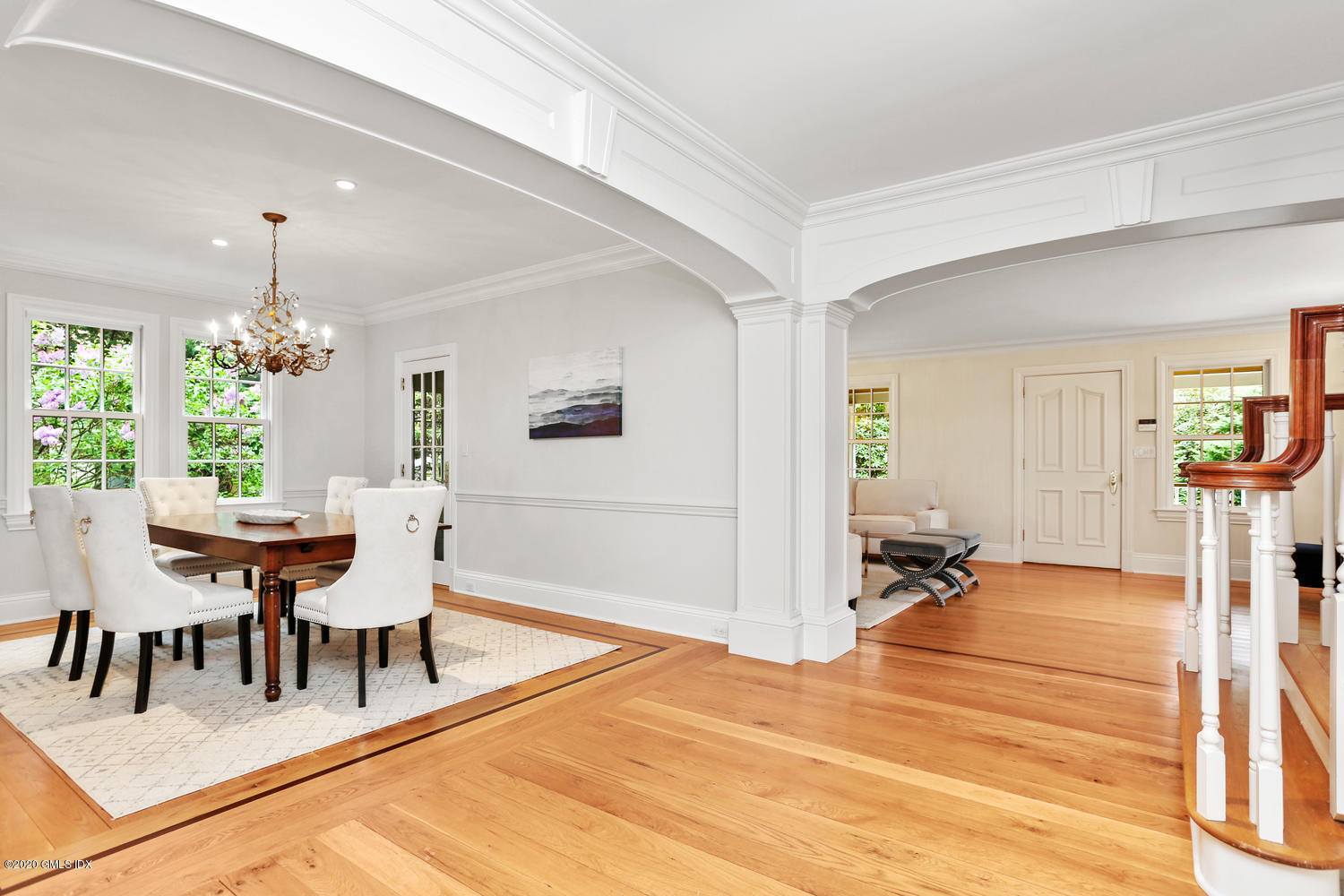 23 Palmer Terrace Riverside, CT 06878 - Photo 8 of 45 a dining room with chandelier and wooden floor