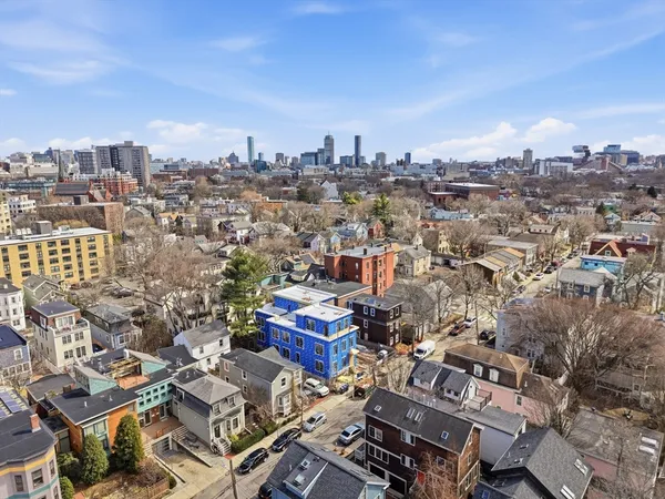 an aerial view of a city