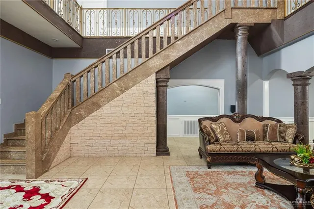 a living room with furniture