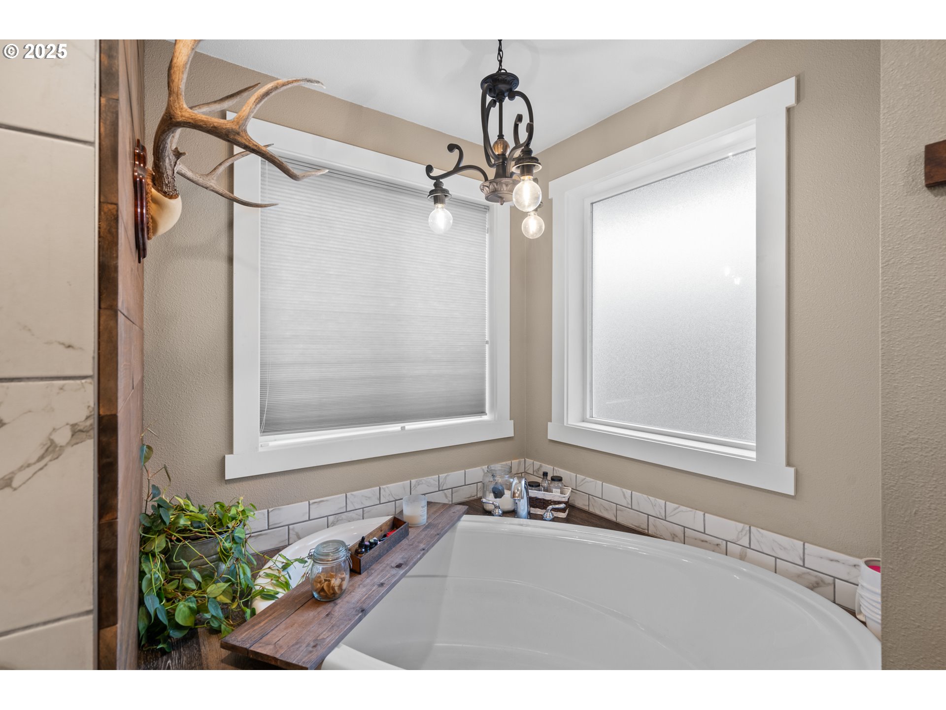 1328 Southwest 44th Street Pendleton, OR 97801 - Photo 26 of 43 a bathroom with a granite countertop sink mirror and a shower
