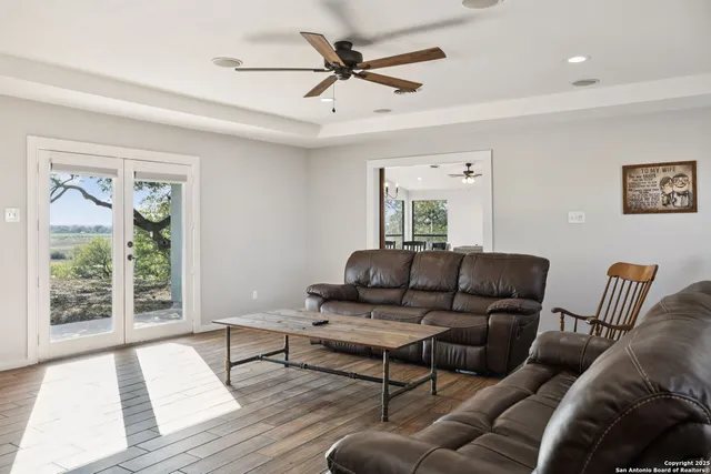 a view of a swimming pool with an ocean view