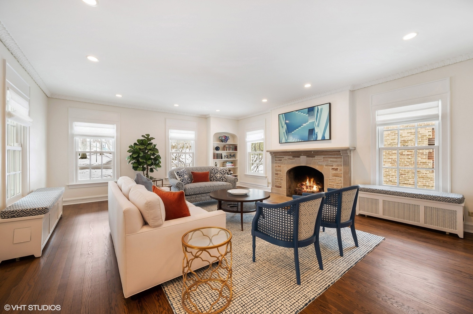 221 Church Road Winnetka, IL 60093 - Photo 8 of 42 a living room with fireplace furniture and a fireplace