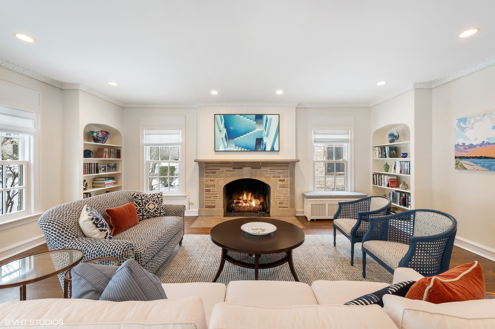 221 Church Road Winnetka, IL 60093 - Photo 10 of 42 a living room with furniture and a fireplace