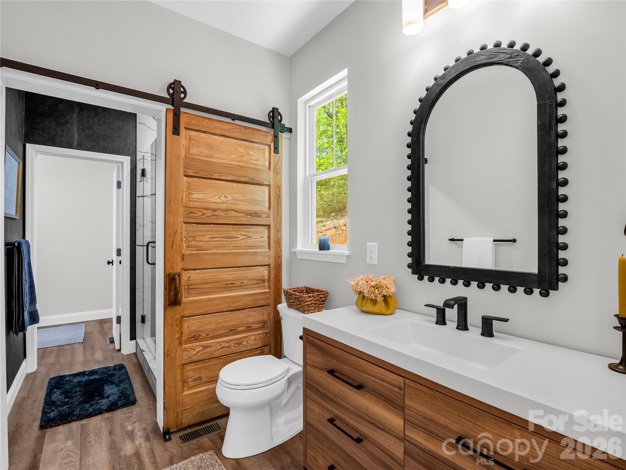 737 Melrose Mountain Road Tryon, NC 28782 - Photo 24 of 42 a bathroom with a sink a toilet and shower