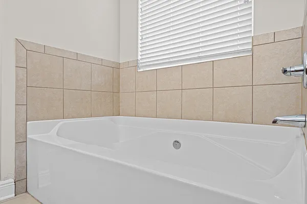 a bathroom with a bathtub