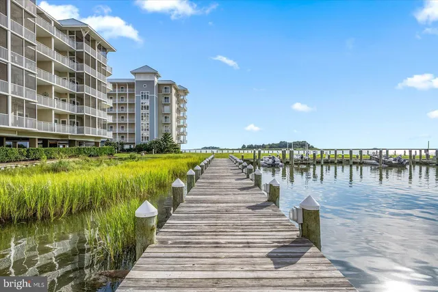a front view of a building with lake view