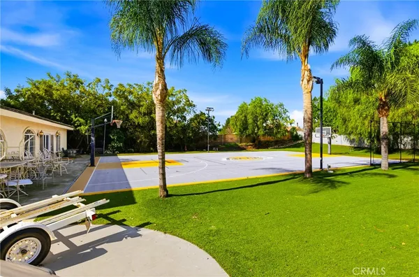 a view of a swimming pool and outdoor space