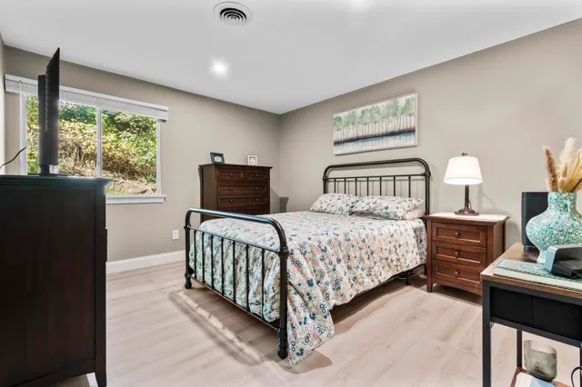 front view of a building with an outdoor seating