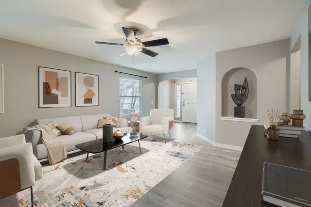 a living room with furniture