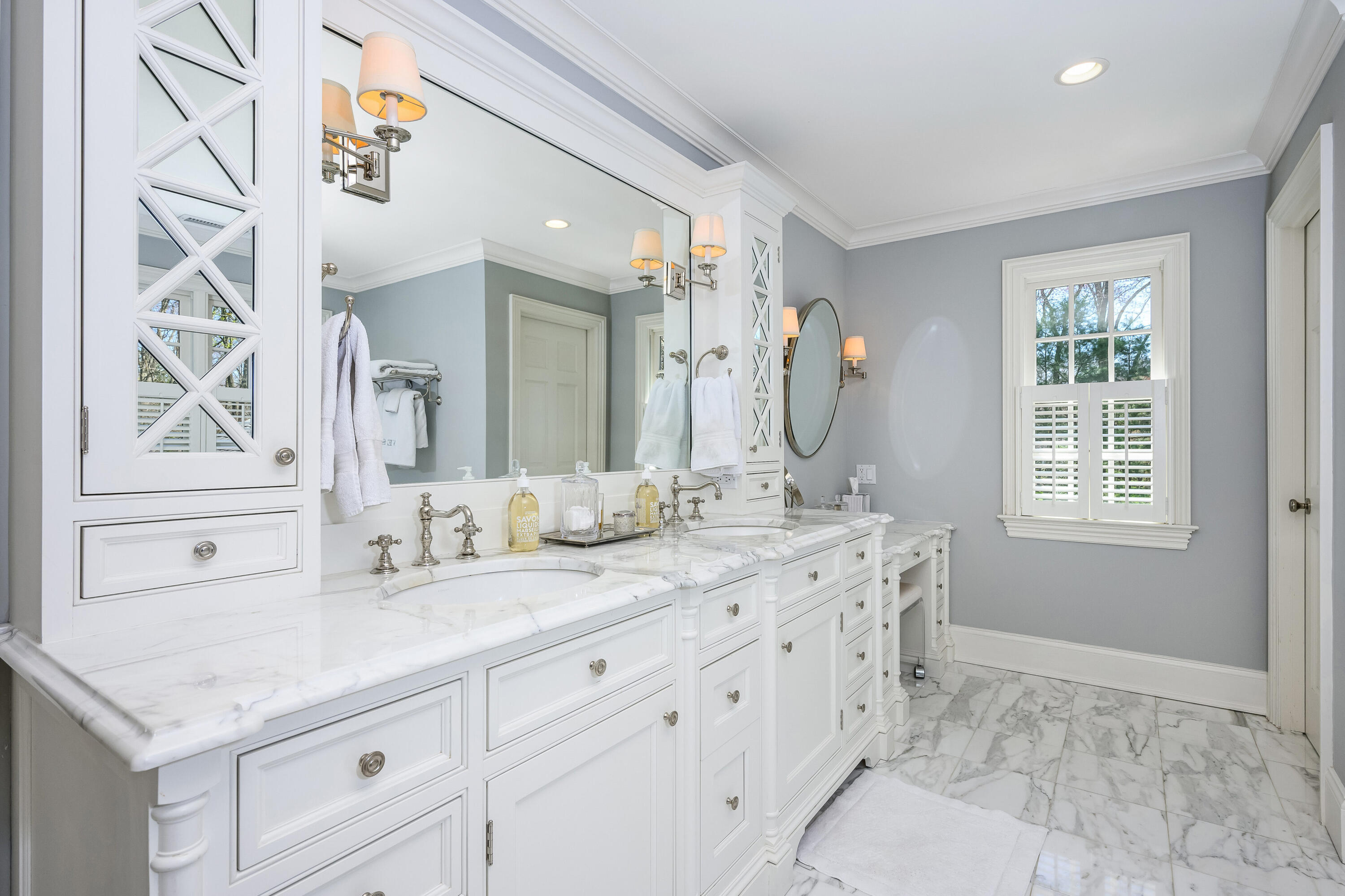 110 Stephen Mather Road Darien, CT 06820 - Photo 16 of 41 a bathroom with a granite countertop sink mirror and double