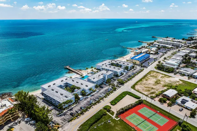a view of building from a balcony
