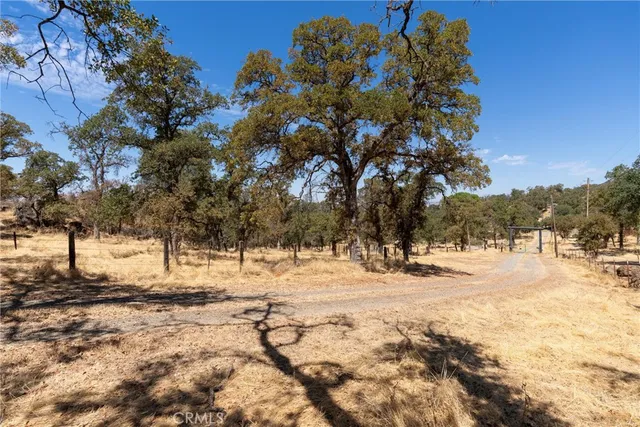 a view of a yard covered with snow in front of house