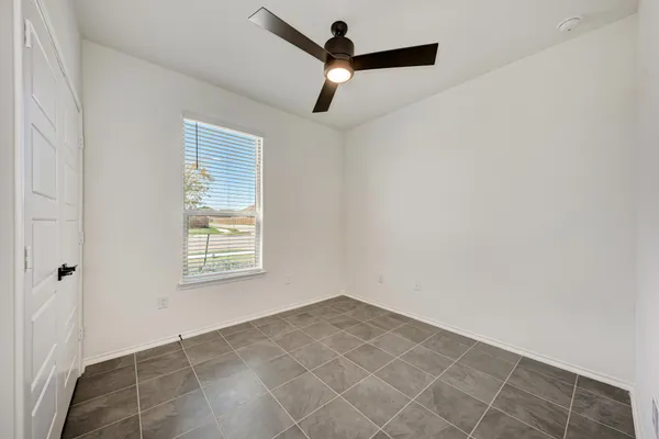 an empty room with closet