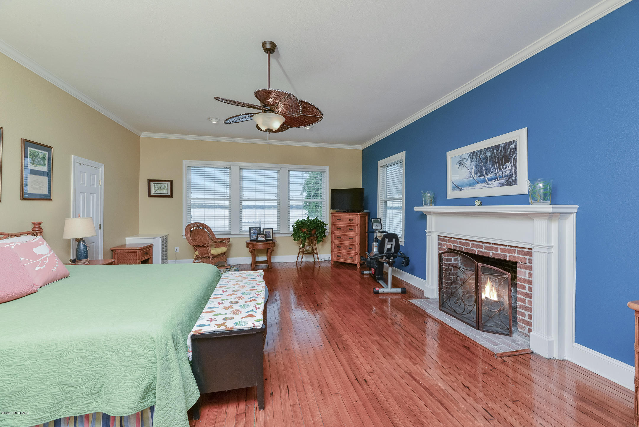 196 Shady Banks Beach Road Washington, NC 27889 - Photo 25 of 60 Owners Suite with View and Fireplace